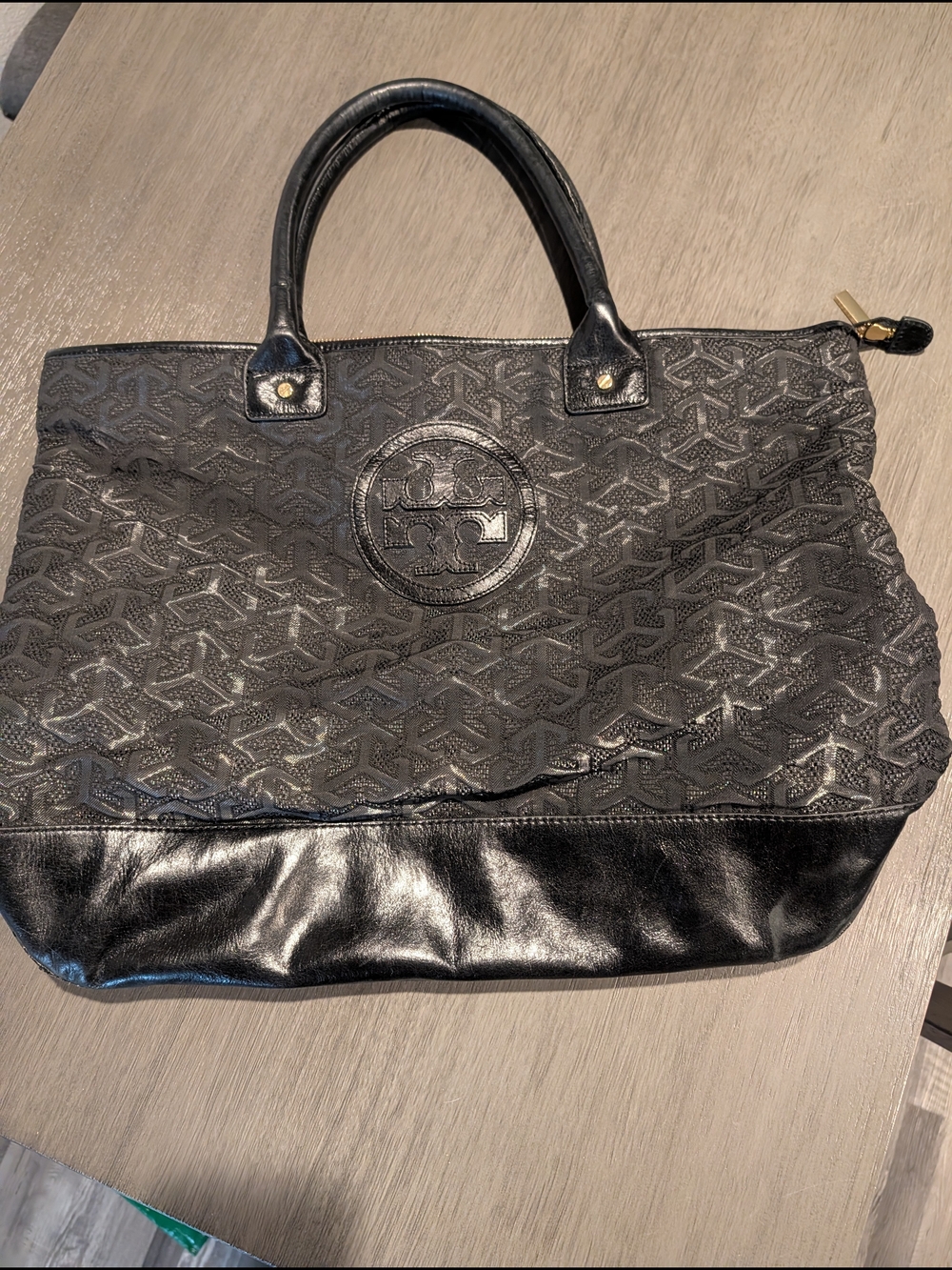 Tory Burch Jayden Mesh Black Logo Tote - Picture 2 of 8